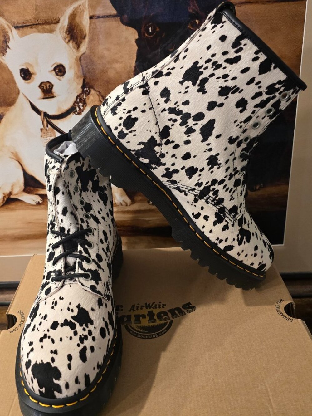 Dr.Martens 1460 Bex 8-Eye Boots Dalmatian 42865100 Men's Size 10 US NEW RARE